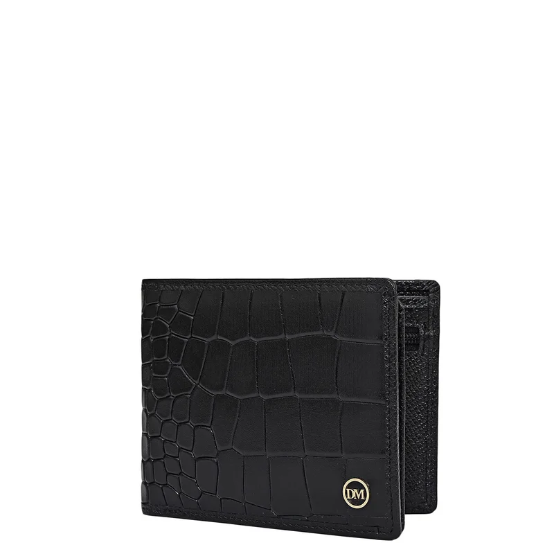 Da Milano Black Bifold Leather Mens Wallet